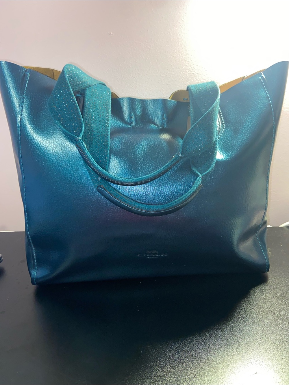 Coach Metallic Oil Slick Derby Tote EUC